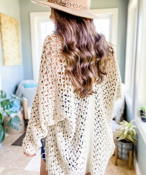 Crochet lace cardigan vest - tie-front summer top crochet pattern 